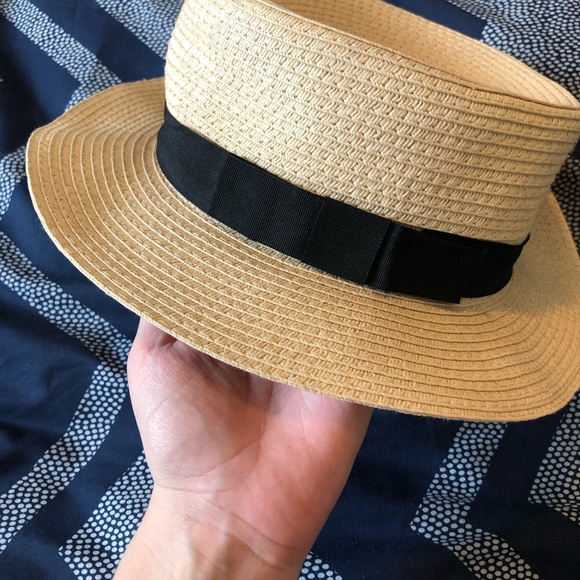 SUMMER HAT WITH BLACK RIBBON AND FLAT BOW - Picture 3 of 8